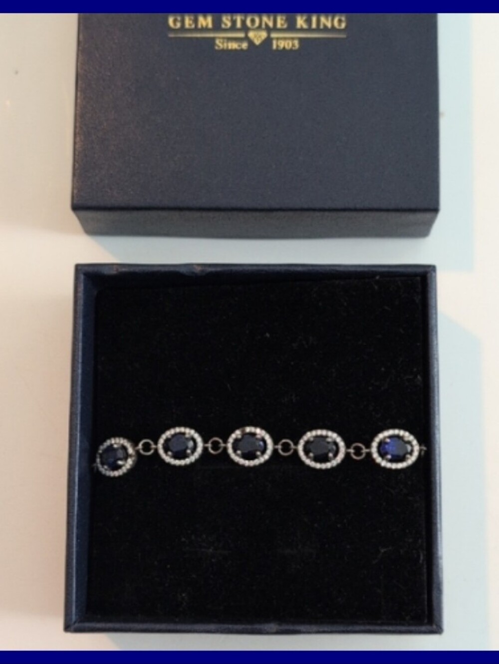 Blue Sapphire gemstone Tennis bracelet Diamond Chips September Birth Stone